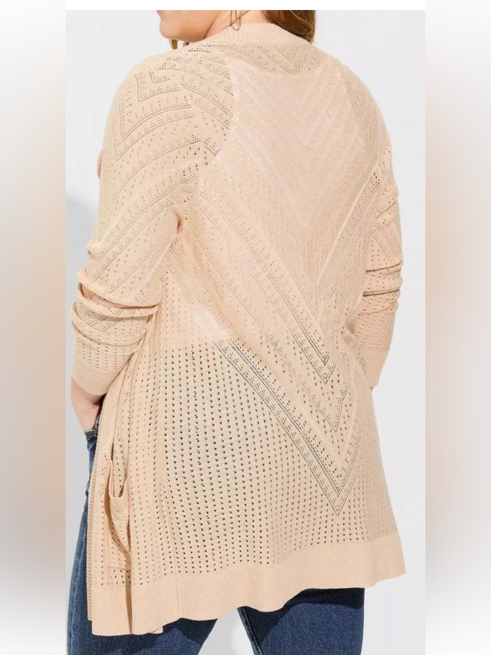 Torrid pointelle Cardigan Sweater in Beige